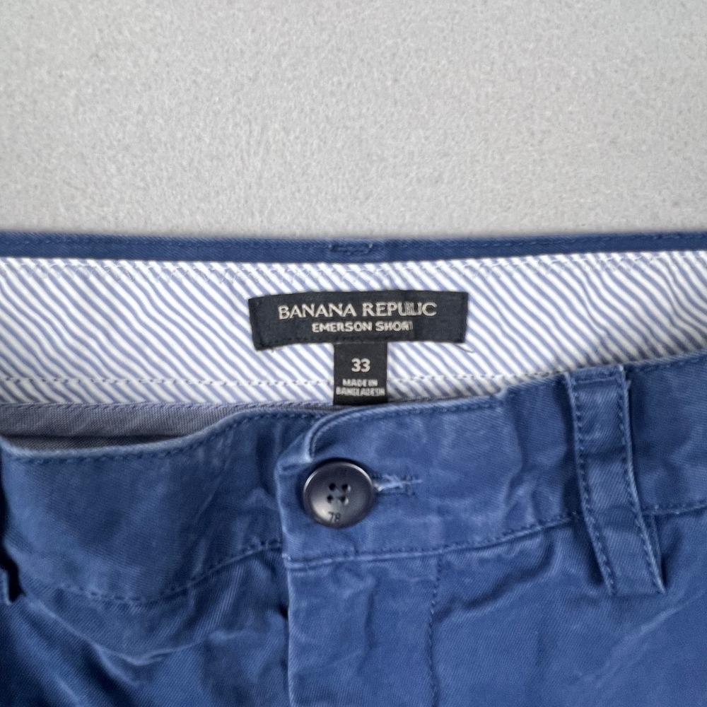 Banana Republic Emerson Shorts Mens 33 Blue Chino Cotton Casual Prep Summer - Picture 11 of 14